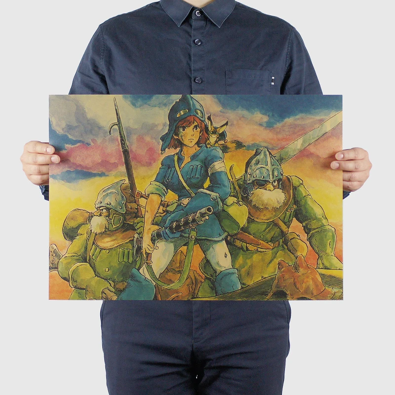 

AIMEER Hayao Miyazaki Classic Anime Poster Nausicaa Nostalgic Retro Kraft Paper Decorative Painting Wall Stickers 51*35cm