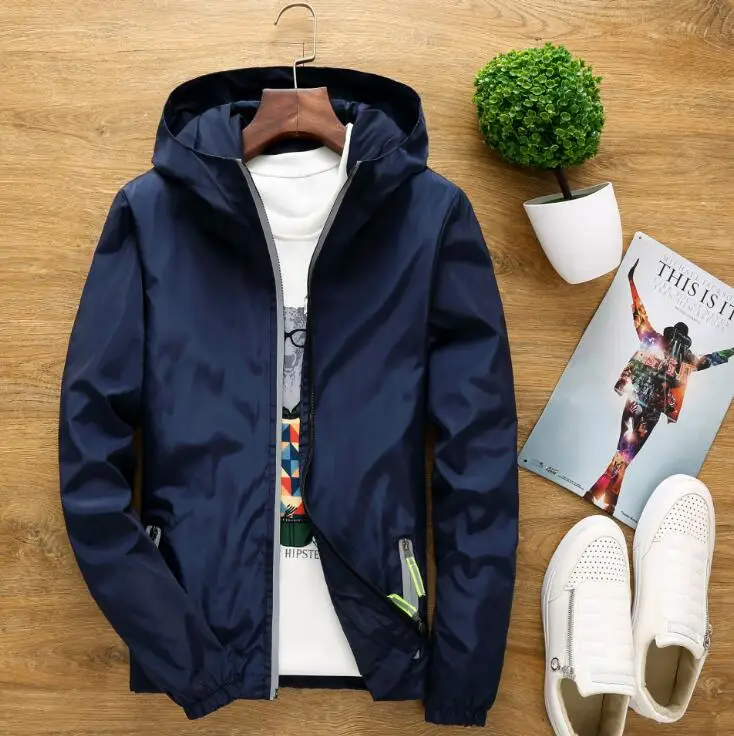 

Free Shipping2019 new Jacket Men's Large Size Summer Bomber Spring Windbreaker cloth Streetwear Coat Hood 2019 Fashion Male