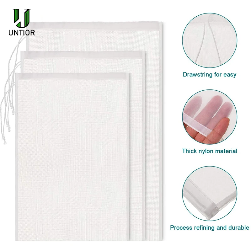 UNTIOR 100 Mesh Reusable Beer Brewing Wine Filter Bag Home High Temperature Resistance Fruit Juice Nuts Milk Nylon Net Brew | Дом и сад