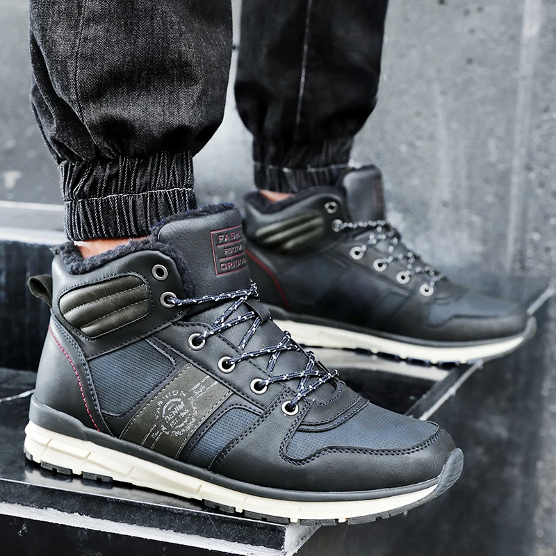 

Men Boots High Quality Cashmere Keep Warm Ankle Snow Warm Fur Winter Casual Sneakers SHOES Anti-Collision Toe Flats FOOTWEAR