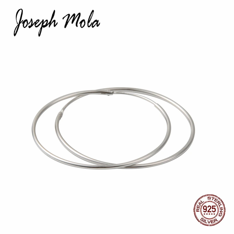 Joseph Mola S925 Silver Earring Round Circle Hoop Earrings for Women Simple Style Fine Jewelry Large | Украшения и аксессуары