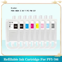 8pcs pfi 706 pfi706 refillable ink cartridge with compatible chip for canon imageprograf ipf8410s ipf9410s printer