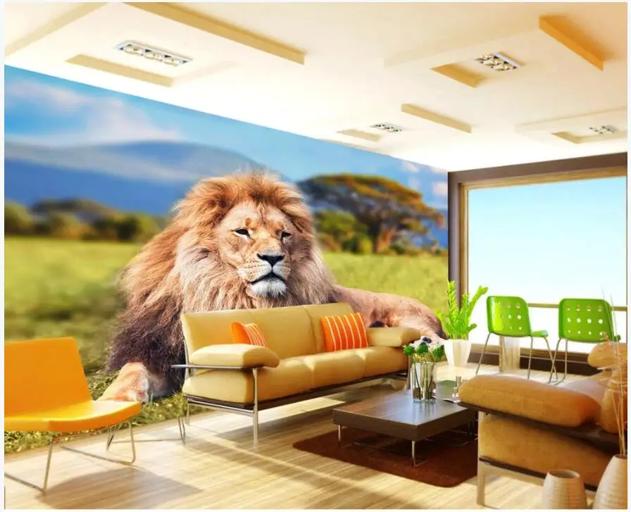 

3d wallpaper custom photo Prairie wild animal lion background living room home decor 3d wall murals wallpaper for walls 3 d