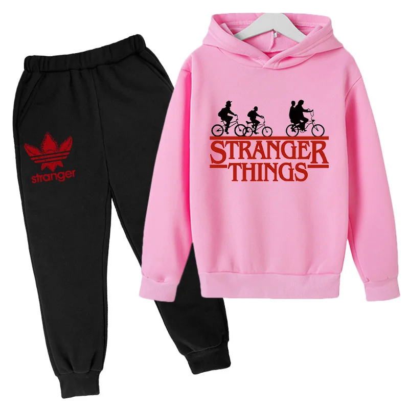 

Harajuku Stranger Things hoodies suits Hip Hop Hoodies boy Sweatshirts suit girl autumn winter 2 peaces set Unisex Tracksuit