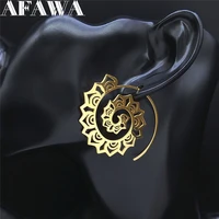 stainless steel hoop earings women gold color flower of life round earings women round bohemia jewelry pendientes mujer e9206s01
