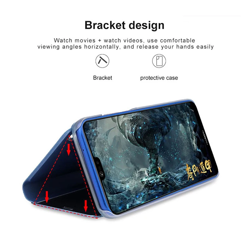 Умный зеркальный флип чехол из искусственной кожи для телефона Samsung Galaxy S20 S10 S9 S8 S7