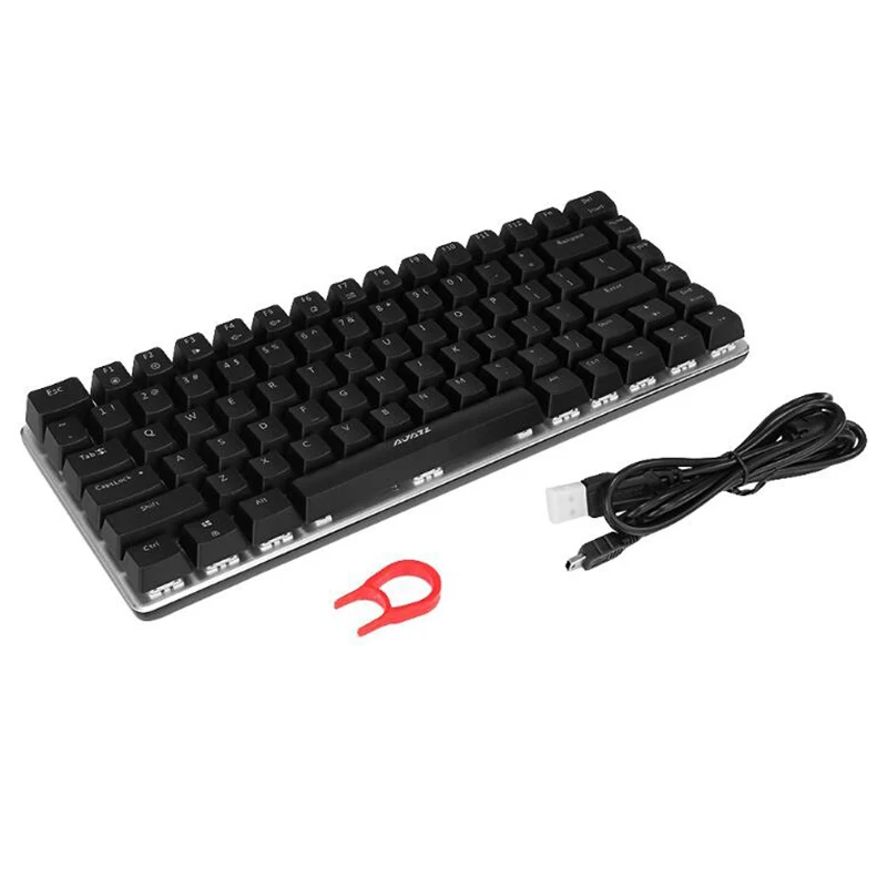 Проводная игровая механическая клавиатура черный синий переключатель 82 клавиши
