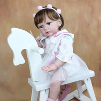 60 cm 3d paint skin soft silicone reborn baby toddler doll for girl cloth body princess alive bebe dress up play house toy