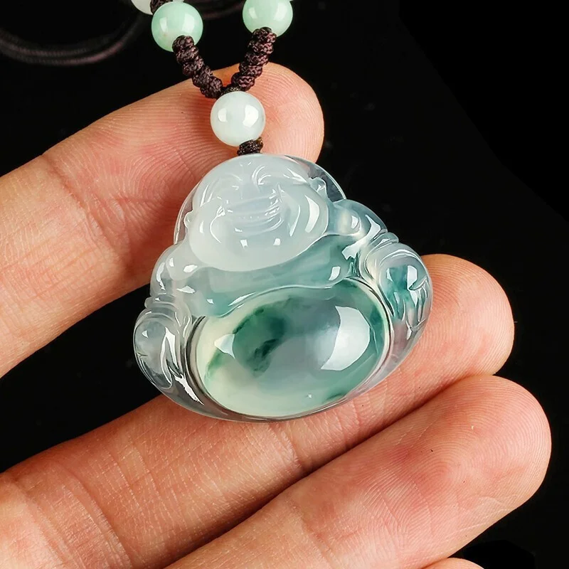 Real Burma Jadeite Buddha Pendant Feng Shui Charm Necklace Men Women Myanmar Emerald Jades Stone Statue Lucky Amulet Gift | Украшения и