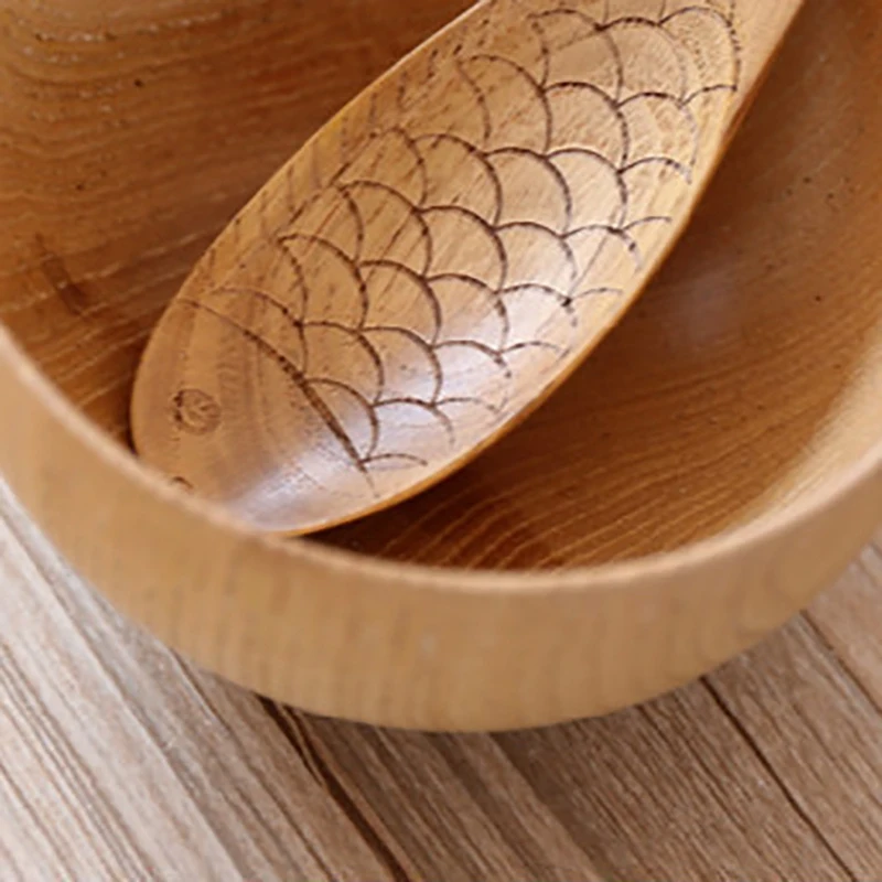 2 шт Деревянный рыбок риса Еда кухонная Ложка инструменты посуда лопатка