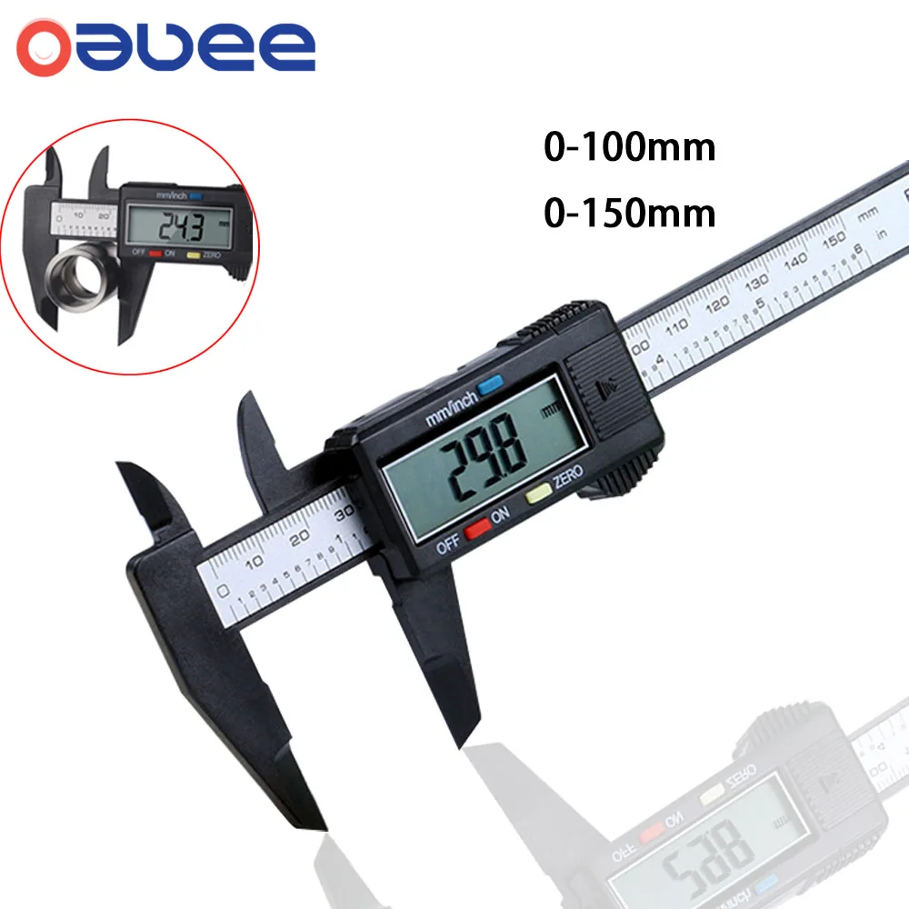 

Oauee 100mm 150mm Electronic Digital Caliper Carbon Fiber Dial Vernier Caliper Gauge Micrometer Measuring Tool Digital Ruler