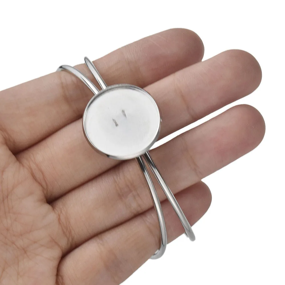 Регулируемый браслет из нержавеющей стали круглое пустое основание подходит для
