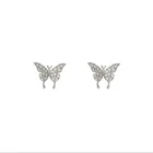 Серьги-гвоздики из серебра S925 пробы, клипса для ушей, маленькая бабочка, женские серьги без проколов, ретро простые серьги, поддельные клипсы для пирсинга
