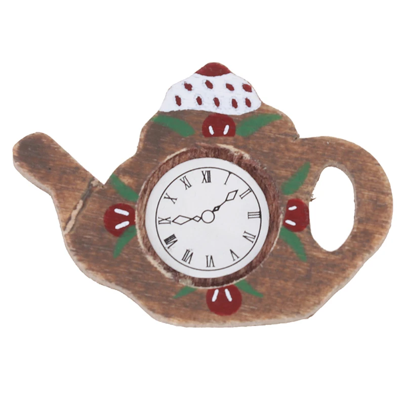 

1/12 Dollhouse Miniature Accessories Kettle Shape Wall Hanging Clock Simulation Furniture Model Toys For Doll House Decoration