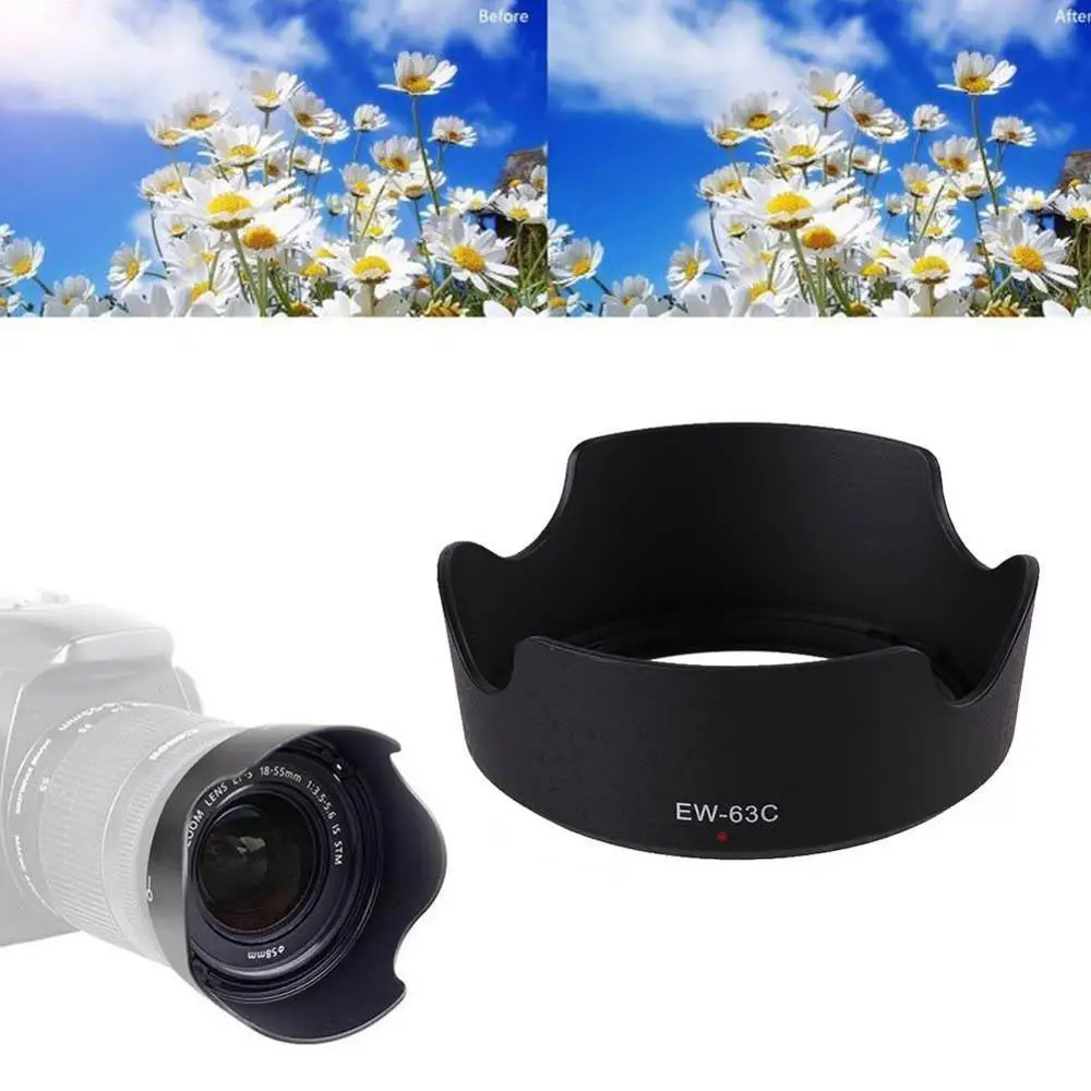 1 шт. Черный ABS бленда EW-63C EW63C для Canon EF-S 18-55 мм f/3,5-5,6 IS STM 58 мм кожух линзы для камеры протектор ew 63c