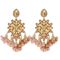bohemia big drop earrings for women tassel flower earrings fashion statement wedding party jewelry accessories