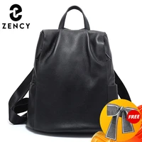 zency anti theft women backpack 100 genuine leather black travel bag big schoolbag for girls fashion female knapsack laptop
