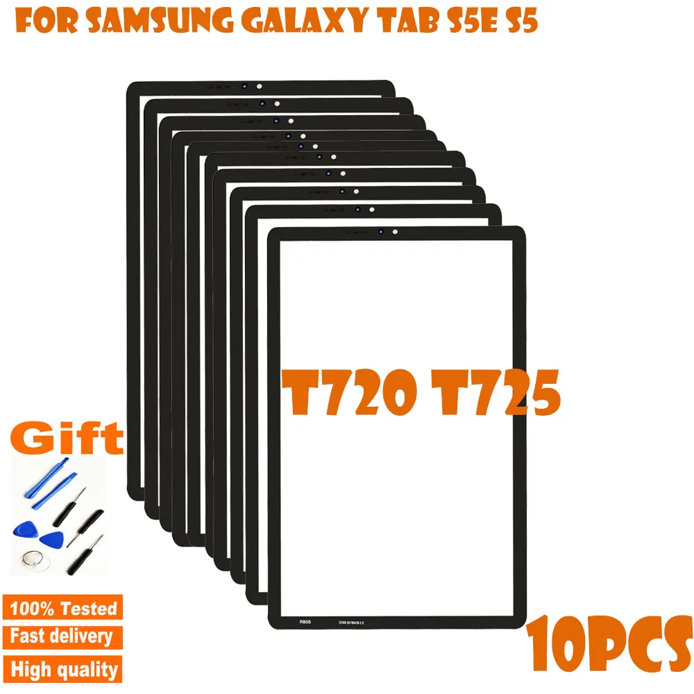 

10PCS 10.5” For Samsung Galaxy Tab S5e S5 T720 T725 SM-T720 SM-T725 Touch Screen Outer Glass Panel Lens Replacement Part