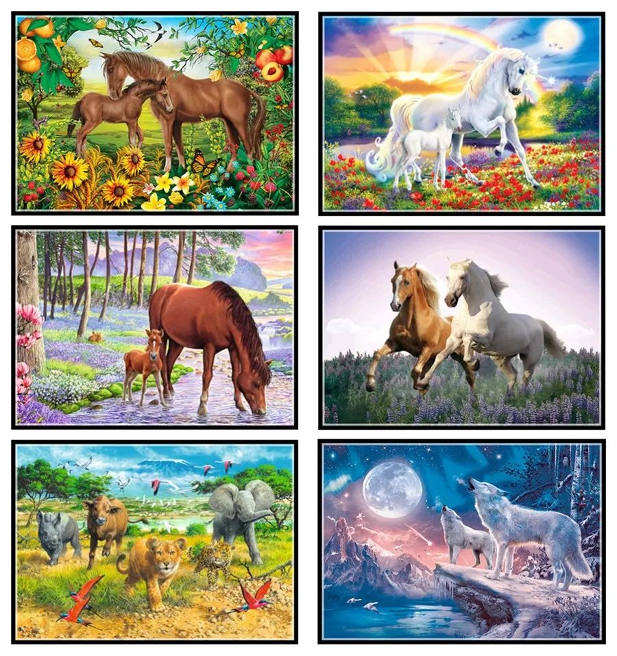 Алмазная живопись 5d &quotсделай сам&quot лес животное лошадь вышивка крестиком
