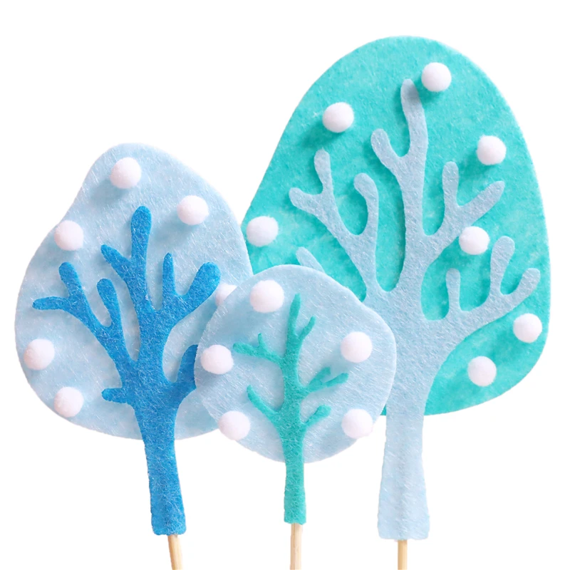 Зимняя войлочная елка пингвин торт Topper для детского душа снежинка новогодние