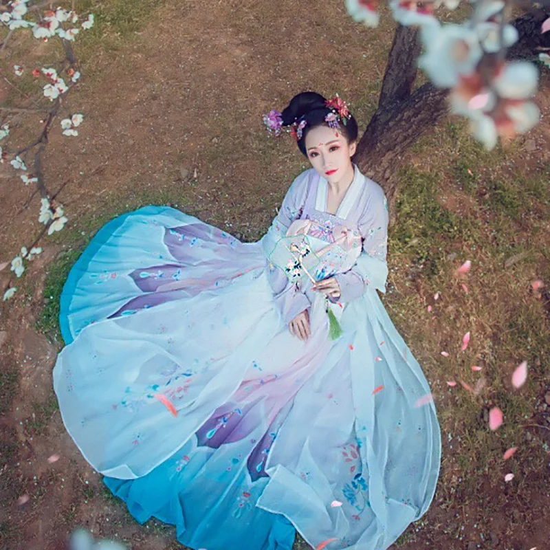 Hanfu женское китайское платье, китайский древний костюм сказочной принцессы, традиционное женское платье hanfu и костюм для девочек tang