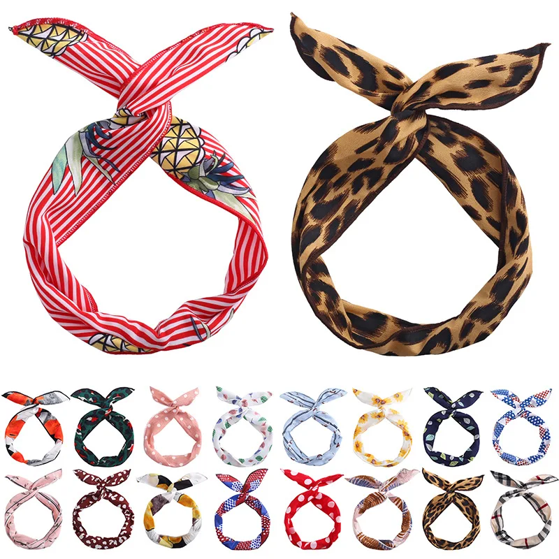 

New Women Leopard Print Headbands Vintage Rabbit Ears Hairbands Bandanas for Ladies Girls Headwrap Hair Bands Hair Accessories