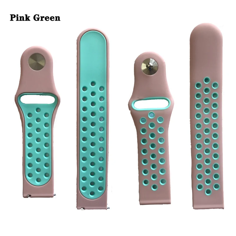 Pink Green 20 мм силиконовый ремешок, аксессуары для умных часов, спортивный умный браслет с силиконовым ремешком, ремешок для фитнеса, умный ремешок - Цвет: Pink Green
