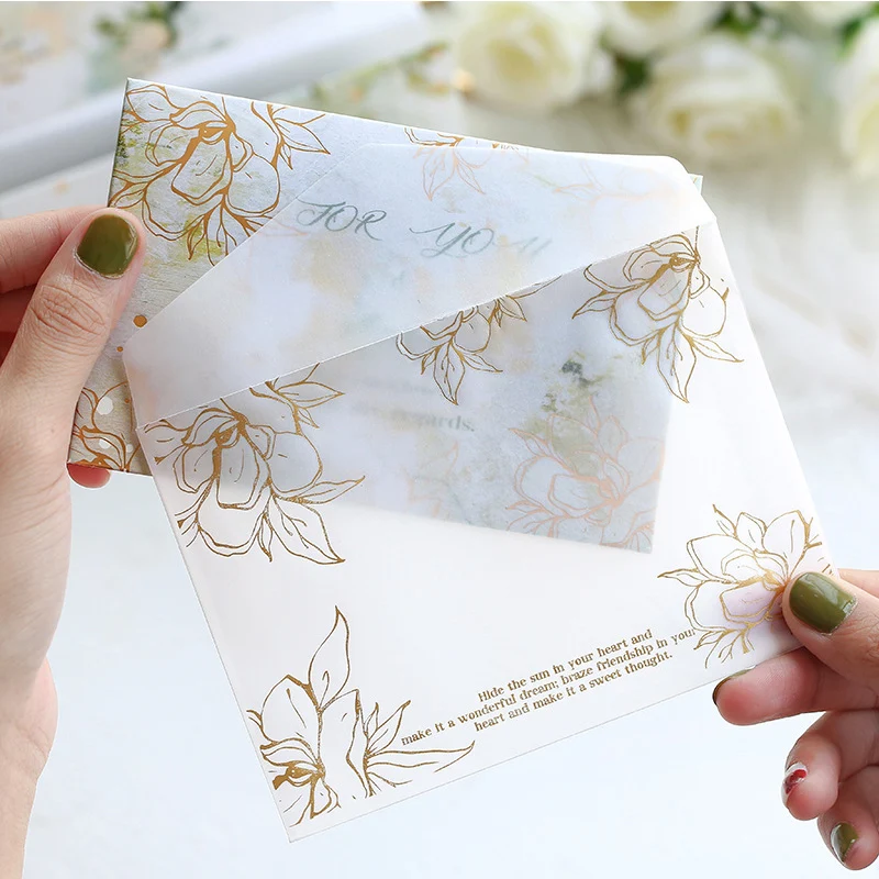 

Literary and art light luxury style birthday card set holiday gift blessing postcard high-end bronzing card letter paper writing