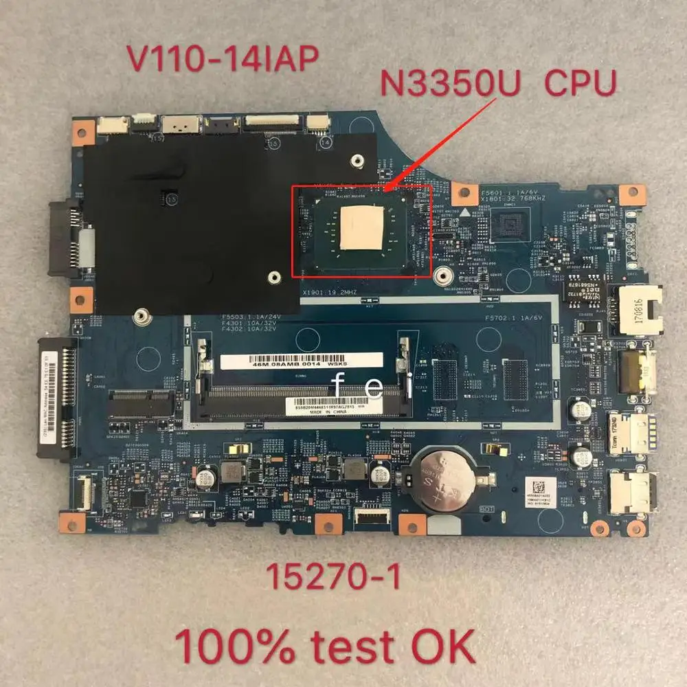 15270-1 Mainboard for Lenovo V110-14IAP Laptop Motherboard  N3350 CPU FRU: 5B20M44683 DDR3 100% Testado OK