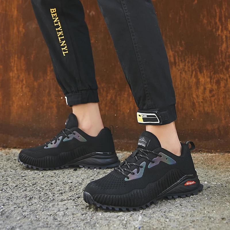 Big Size Sneakers 40-50 Men Trail Running Shoes Male  Breathable Knit Athletic Tennis Shoes Jogging Walking Outdoor Sneakers