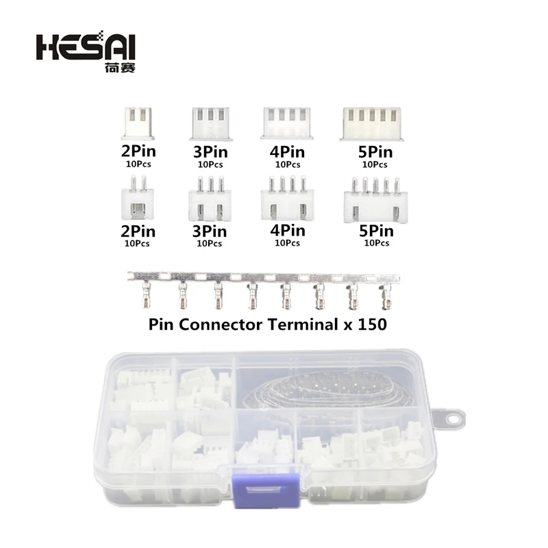 

230PCS XH2.54 2p 3p 4p 5 pin 2.54mm Pitch Terminal Kit / Housing / Pin Header JST Connector Wire Connectors Adaptor XH DIY Kits