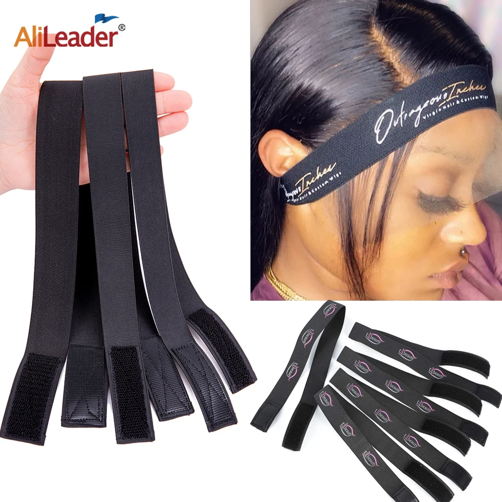 Aliader 1Pc Hair Elastic Band For Wigs With MagicTape Headband Edge Laying Scarf Edge Wraps For Fixed Lace Wigs Elastic Headband