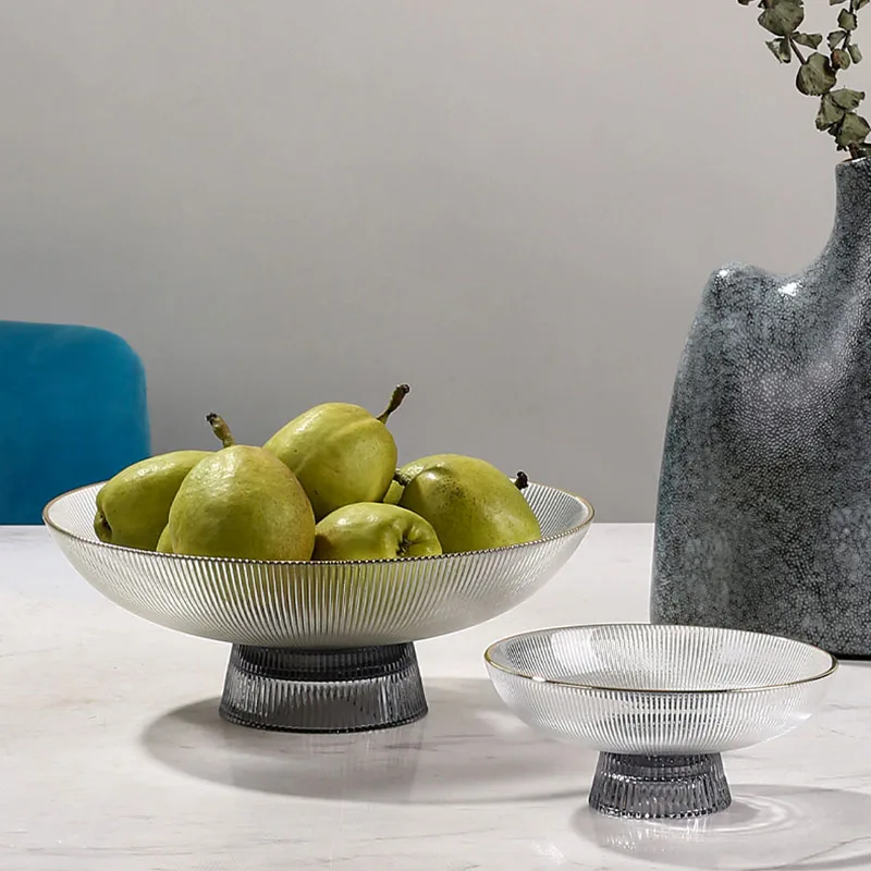 Роскошный стеклянный поднос для фруктов большой вертикальный высокий с узором