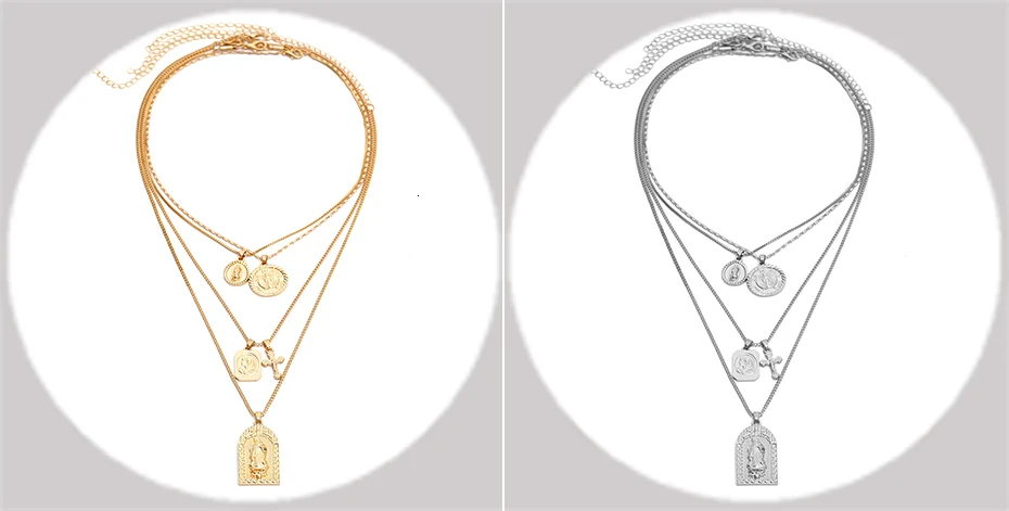 SHIXIN Boho, 4 шт., разделяемая длинная многослойная цепочка, колье, ожерелье для женщин, крест, Бог, Дева Мэри, модное ювелирное изделие для женщин