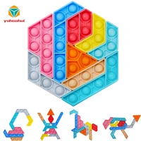 new hexagonal mixed color tangram educational toys childrens adult anti stress toys childrens educational sensory toys