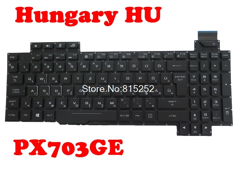 

Клавиатура для ноутбука ASUS PX703GE, черная, без рамки, с подсветкой, Венгрия HU/Nordic NE
