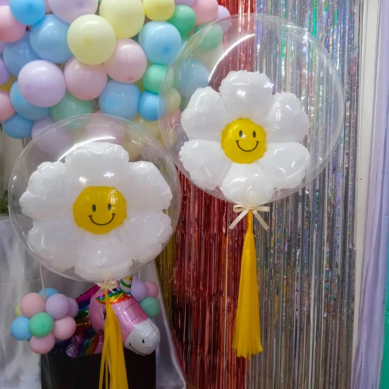 Воздушные шары со смайликами в виде маргариток 36 дюймов набор прозрачных шариков