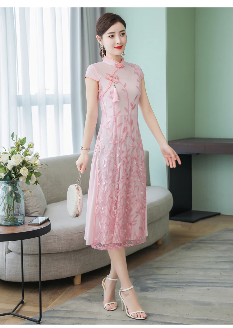 Азиатская одежда aodai вьетнамский Чонсам более женственное платье для женщин китайское традиционное китайское стильное платье с вышивкой