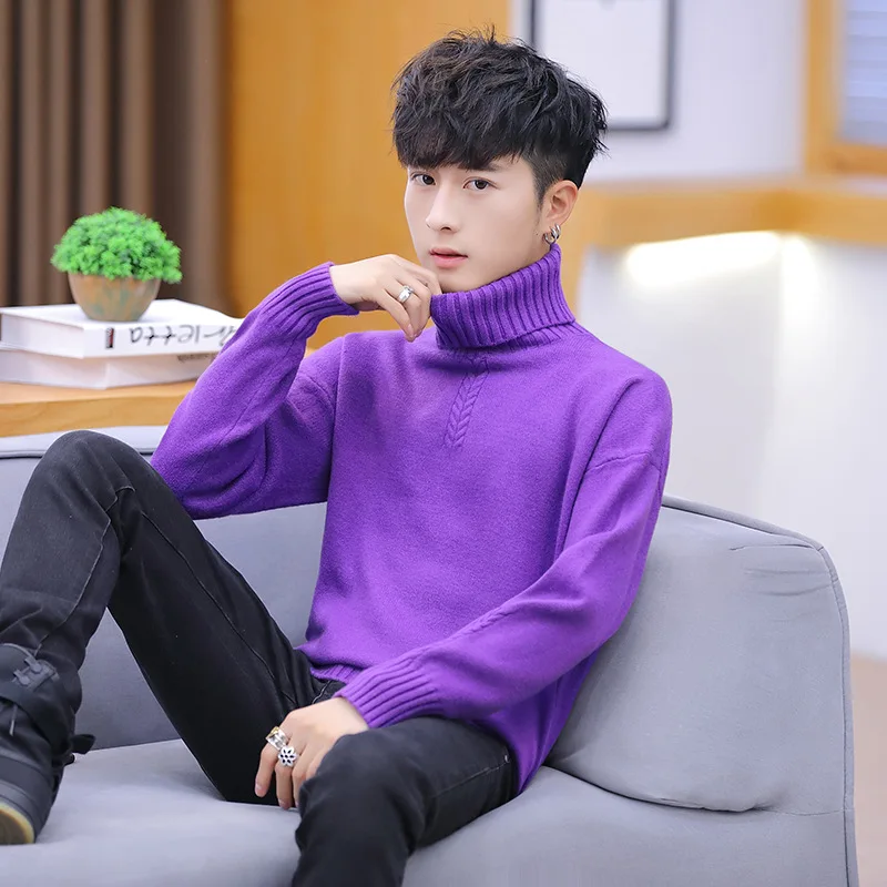 

Long Sleeve Green Sweater Men Sapphire Blue Purple White Black Grey Turtleneck Turtleneck Winter Winter Mens Sweater Casual