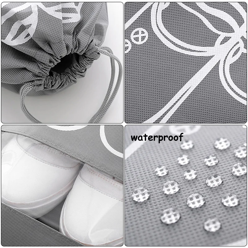 

10pcs Shoes Storage Bag Closet Organizer Non-woven Travel Portable Bag Waterproof Pocket Clothing Classified Hanging Bag