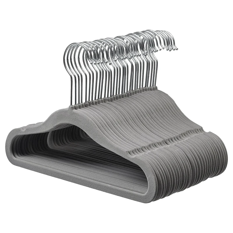 Детские Бархатные Нескользящие вешалки для одежды 30 штук в упаковке серый