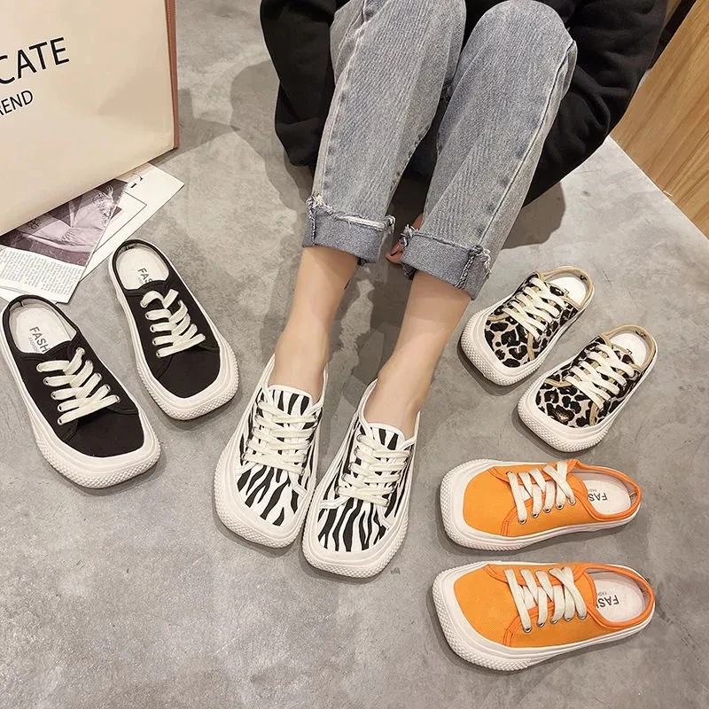 

Leopard Women's Espadrilles 2021 Summer Fashion Lolita Shoes Casual Ladies Slippers Individuality Canvas Girls' Shallow Sneakers