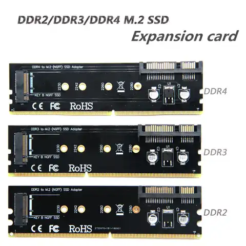 Слот для карты памяти DDR для M.2 SSD B-Key, плата-адаптер, совместимая с DDR2 DDR3 DDR4