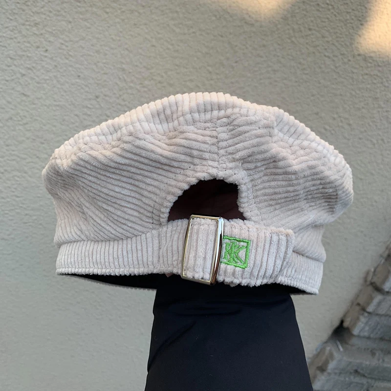 

2021 Hat Women's Fashion Beret Cap Girl's Vintage Artist Painter Hats Winter Autumn Embroidery K Corduroy Caps Adjustable