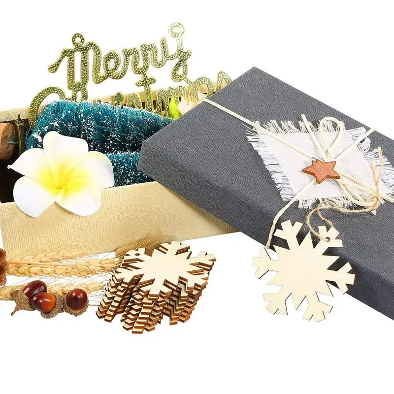 Горячая продажа 20 штук деревянные снежинки Рождественская елка украшения