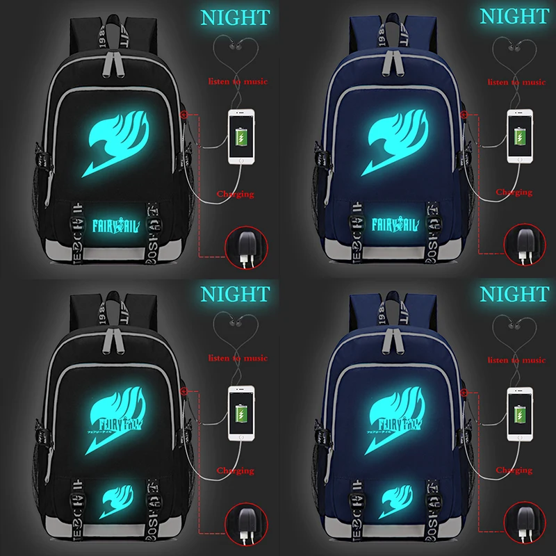 

Светящийся рюкзак для ноутбука с USB-зарядкой в стиле аниме