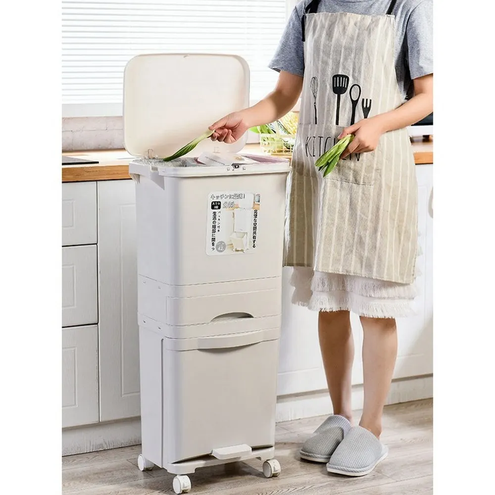 Большие двухслойные мусорные баки 38L кухонные контейнеры для хранения