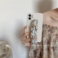 snakeskin wrist strap phone holder case for iphone 12 12pro max 11 11pro x xs max xr 7 8 plus se2020 protective case cover