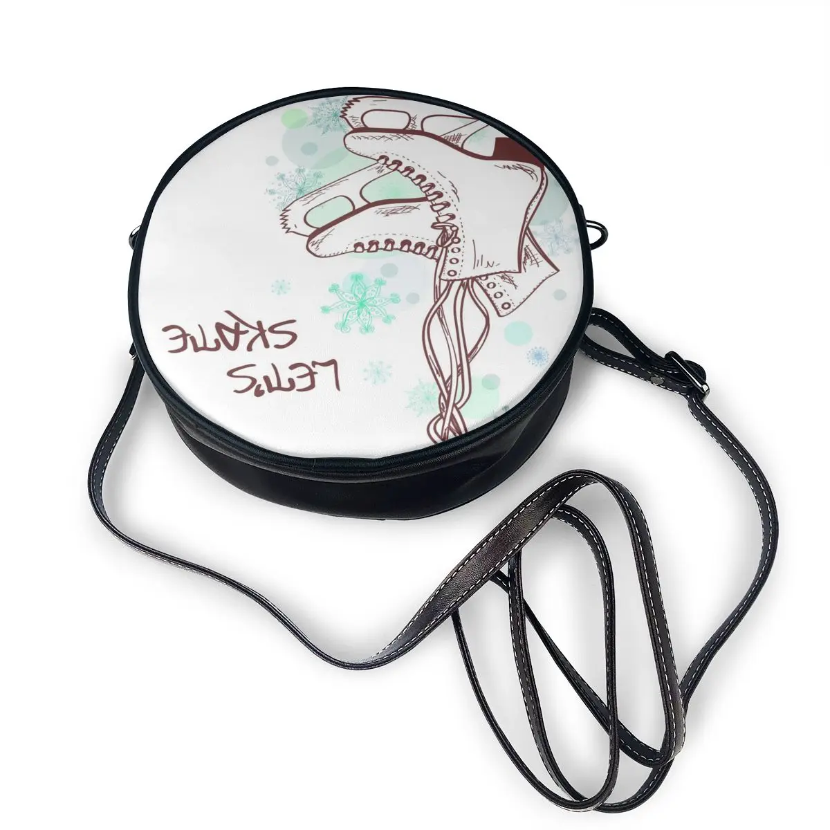 Летняя женская маленькая круглая сумка в стиле ретро для коньков с снежинками