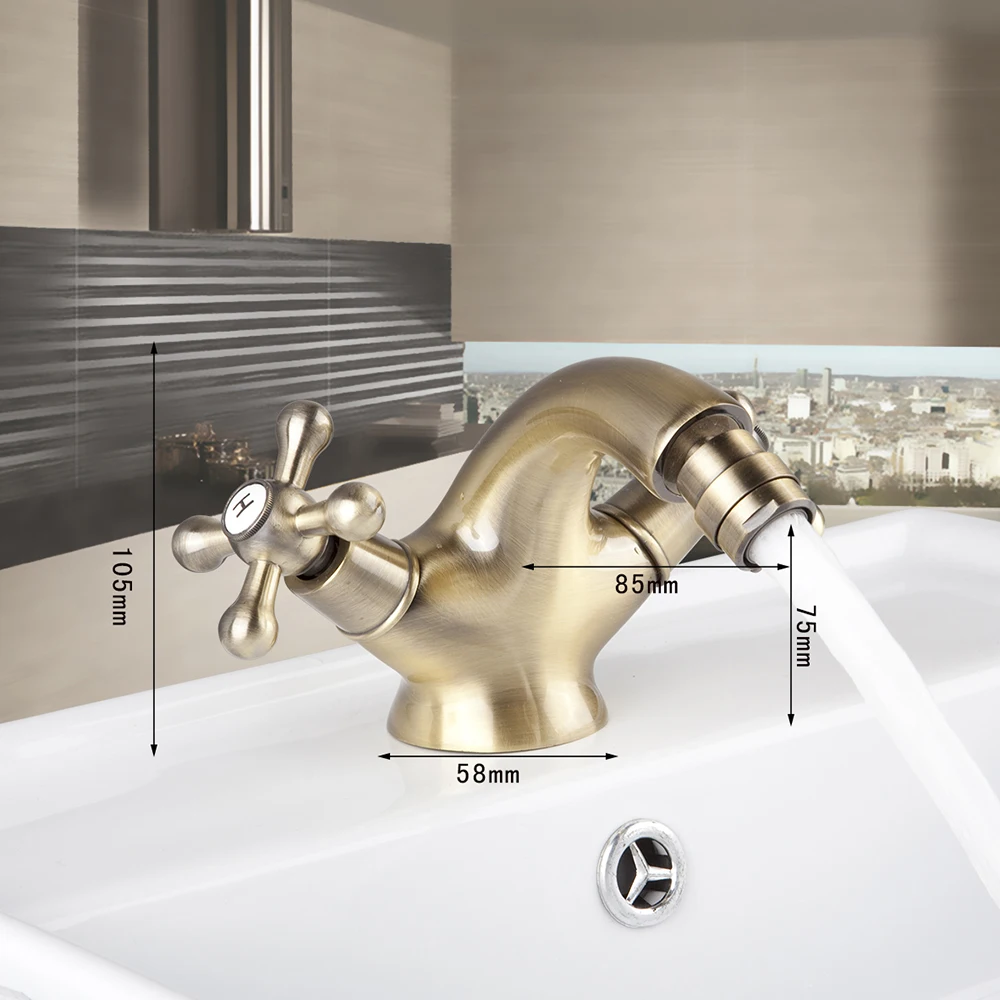 Мониte Античный Вдохновленный смеситель для биде из твердой латуни полированная